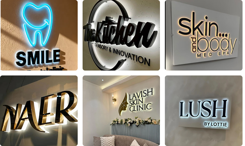 backlit business signs